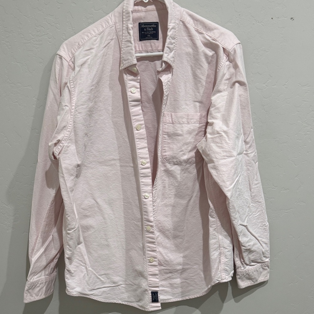 Abercrombie & Fitch Men's Light Pink Button Down Shirt